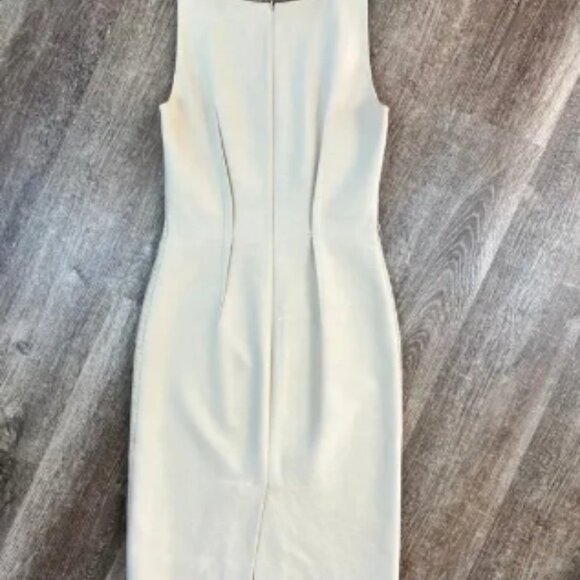 Paula Ka Tweed Robe Tan Fitted Dress - Picture 4 of 7